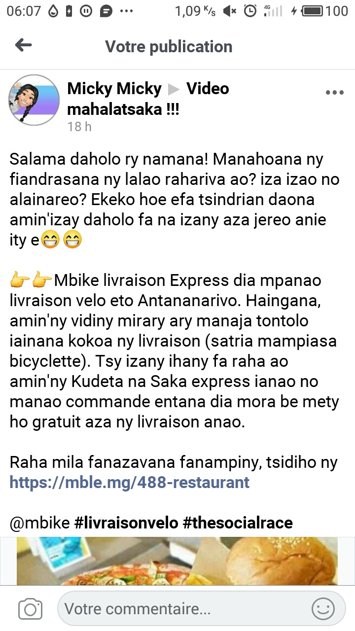 Livraison à vélo à Tana : Mbike Livraison Express se met à la livraison de repas